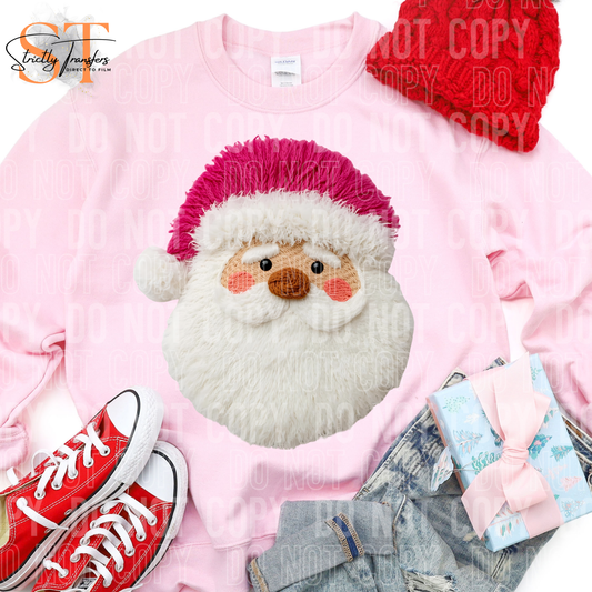 Pink Santa 2 Faux Yarn Direct to Film Transfers