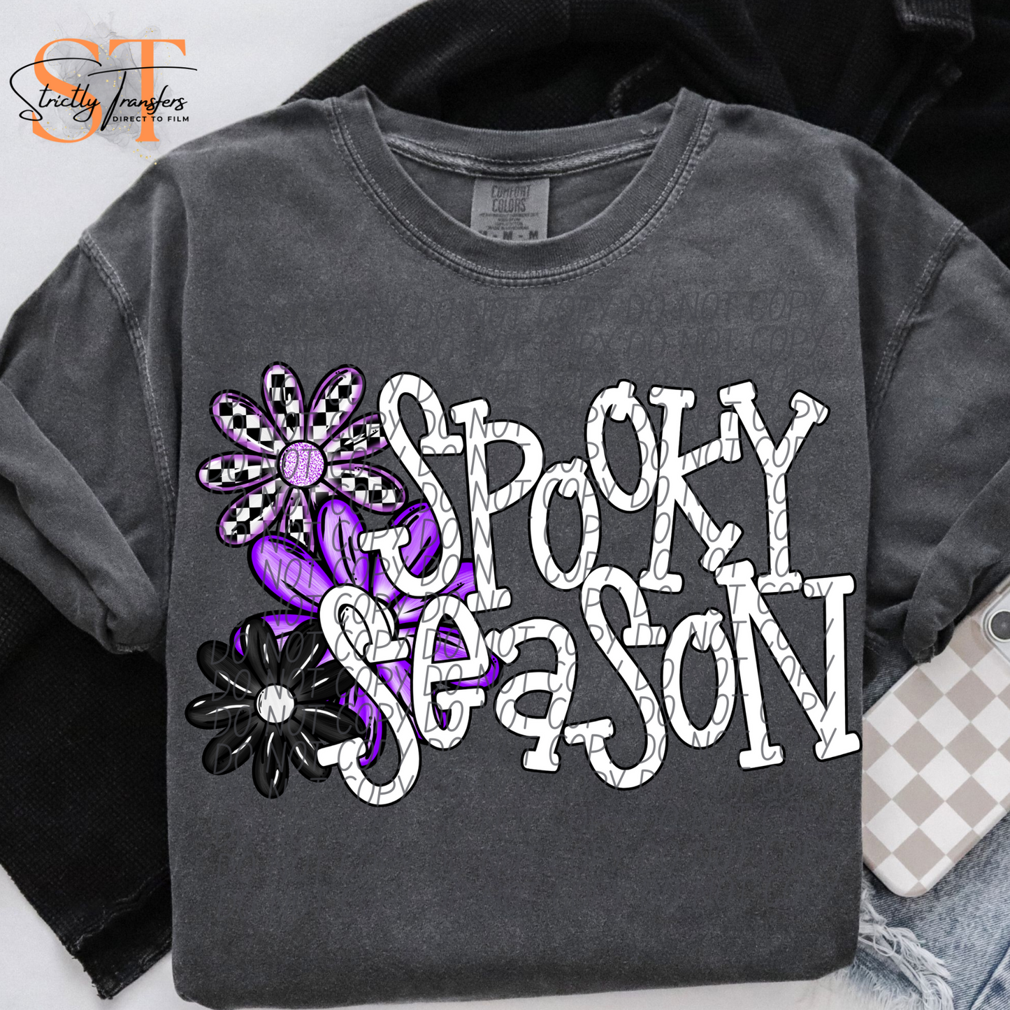 Spooky Season Purple Flowers Direct to Film Transfers