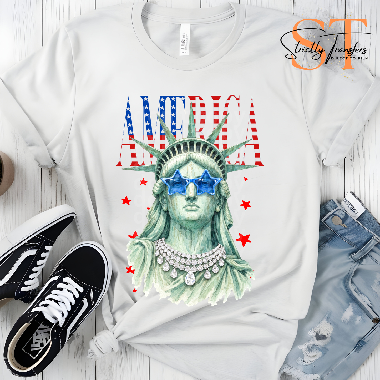 America Vogue Stars & Stripes Direct to Film Transfers