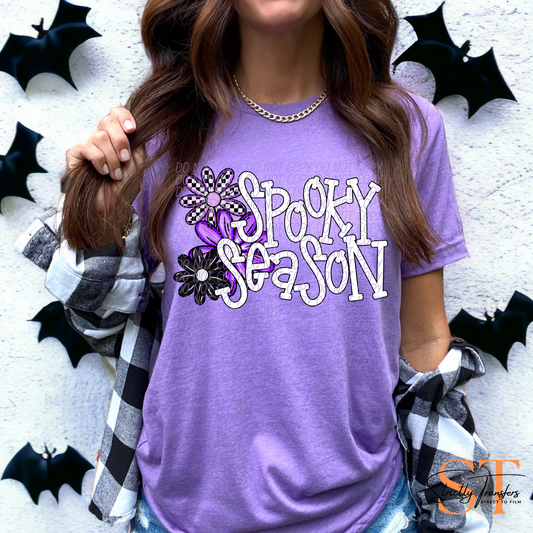 Spooky Season Purple Flowers Direct to Film Transfers