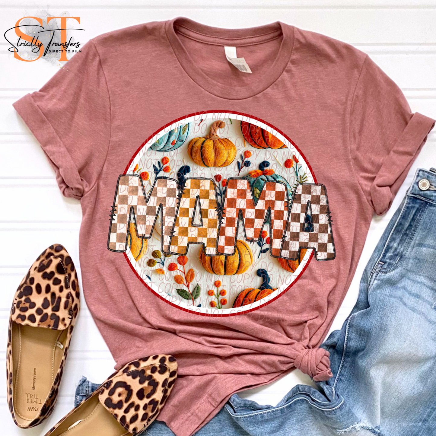 Mama Fall Faux Embroidery Direct to Film Transfers