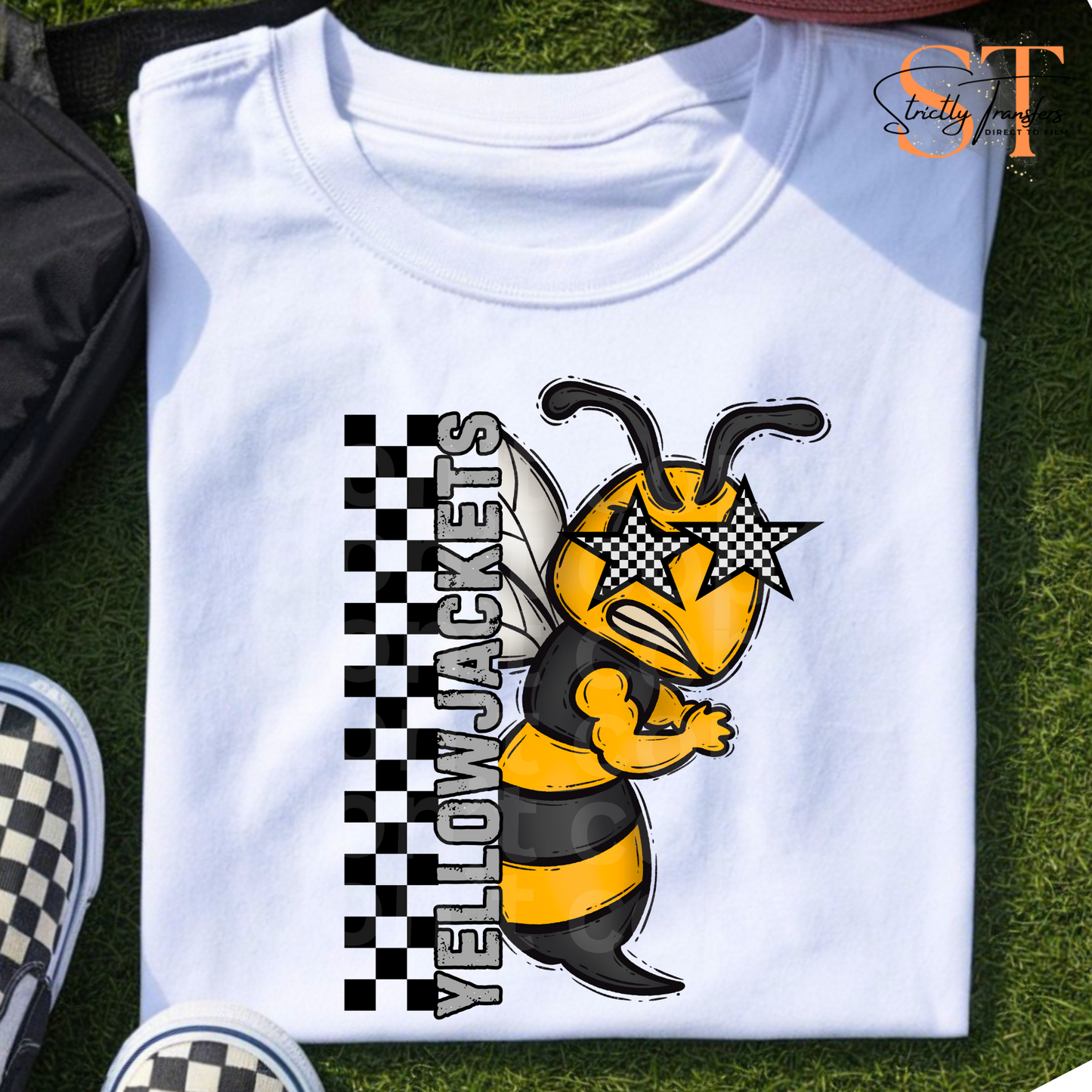 Yellowjackets Checker Star Mascot Head Direct to Film Transfers