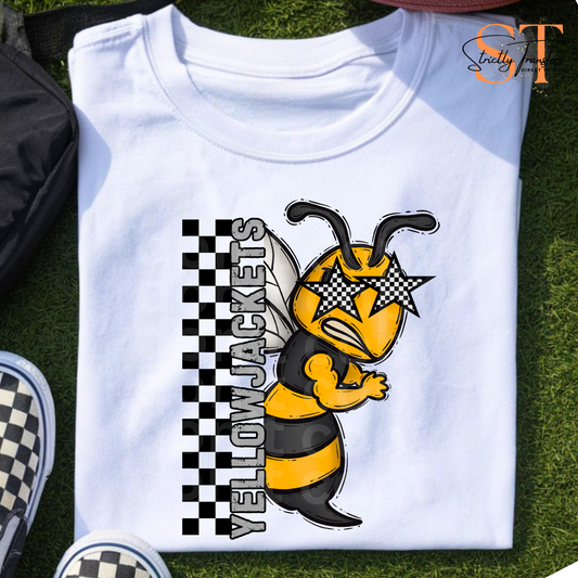 Yellowjackets Checker Star Mascot Head Direct to Film Transfers