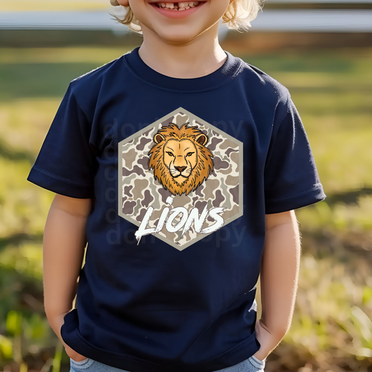 Lions Camo Hexagon Direct to Film Transfers