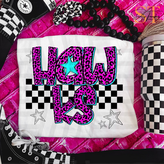 Hawks Pink Leopard Neon Direct to Film Transfers