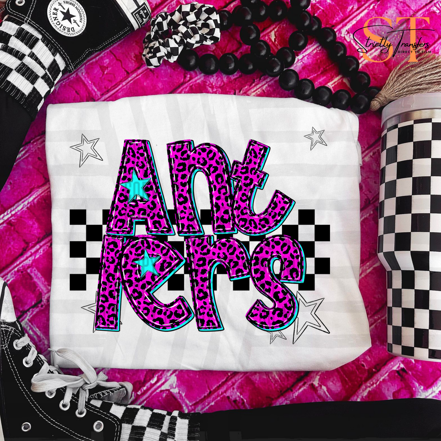 Antlers Pink Leopard Neon Direct to Film Transfers