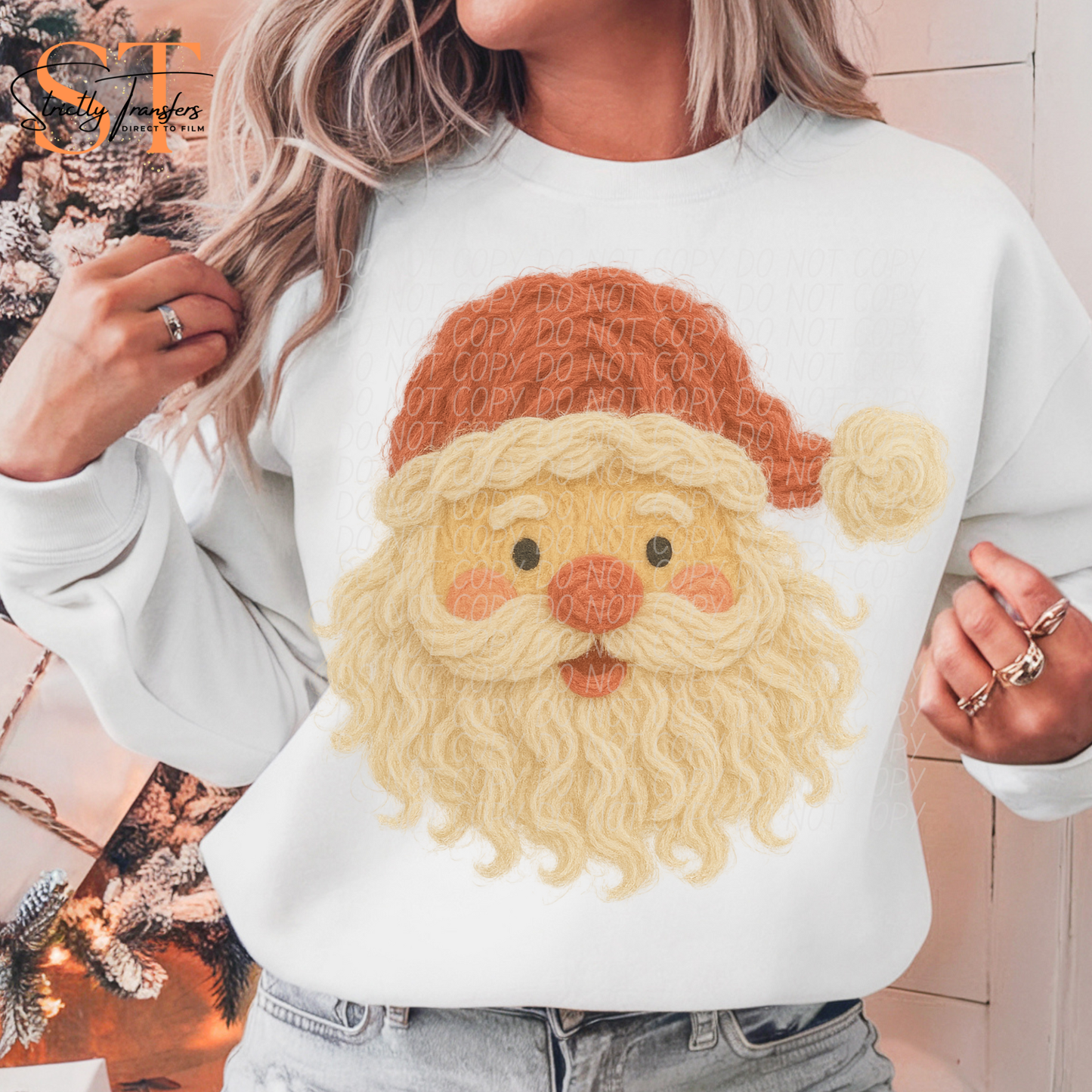 Faux Chunky Yarn Santa Direct to Film Transfers