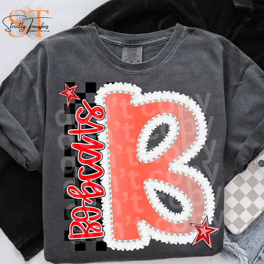 Bobcats Embroidered Ruffle Direct to Film Transfers