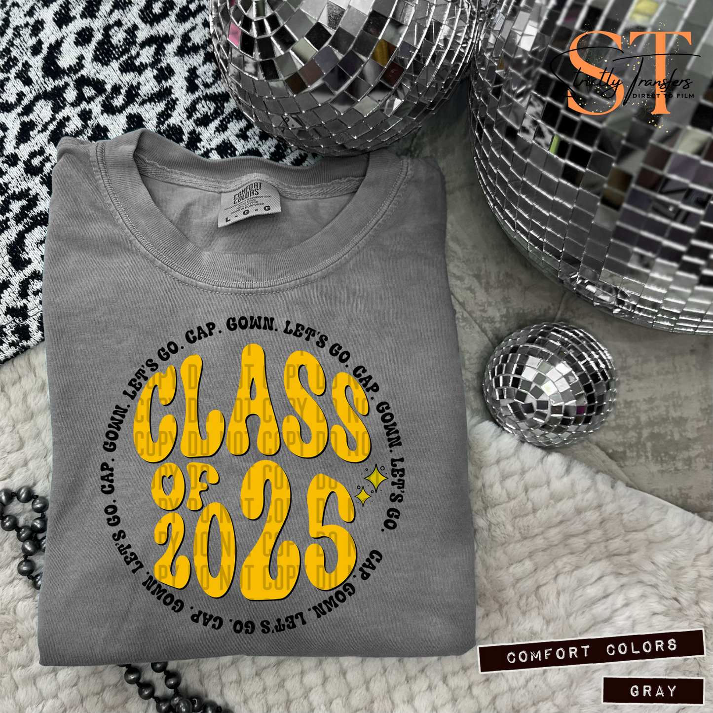 Class of 2025 Circles  -12 color options Direct to Film Transfers