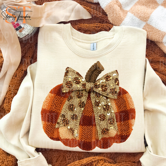 Fall Plaid Pumpkin Faux Yarn and Sequins Direct to Film Transfers