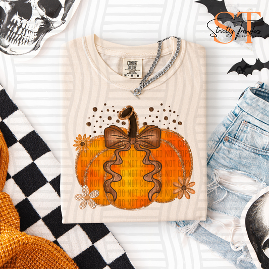 Pumpkin with Bow - 5 options - Direct to Film Transfers