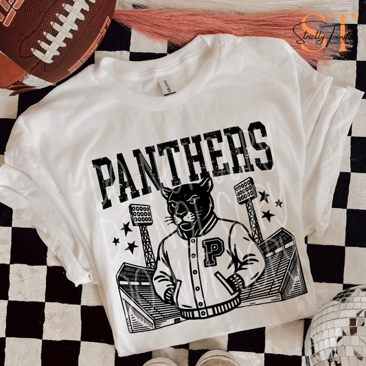 Panthers (Black) Letterman Jacket Direct to Film Transfers