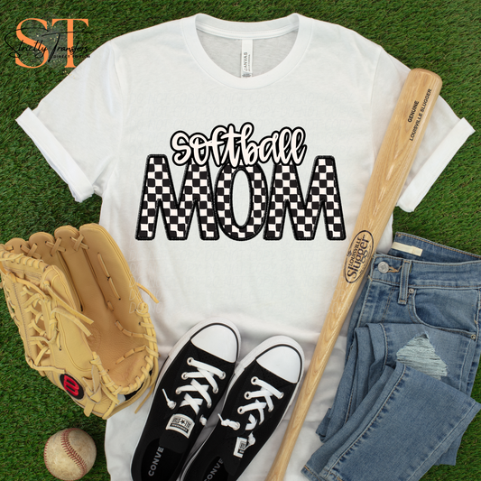 Checkered Softball Mom Direct to Film Transfers