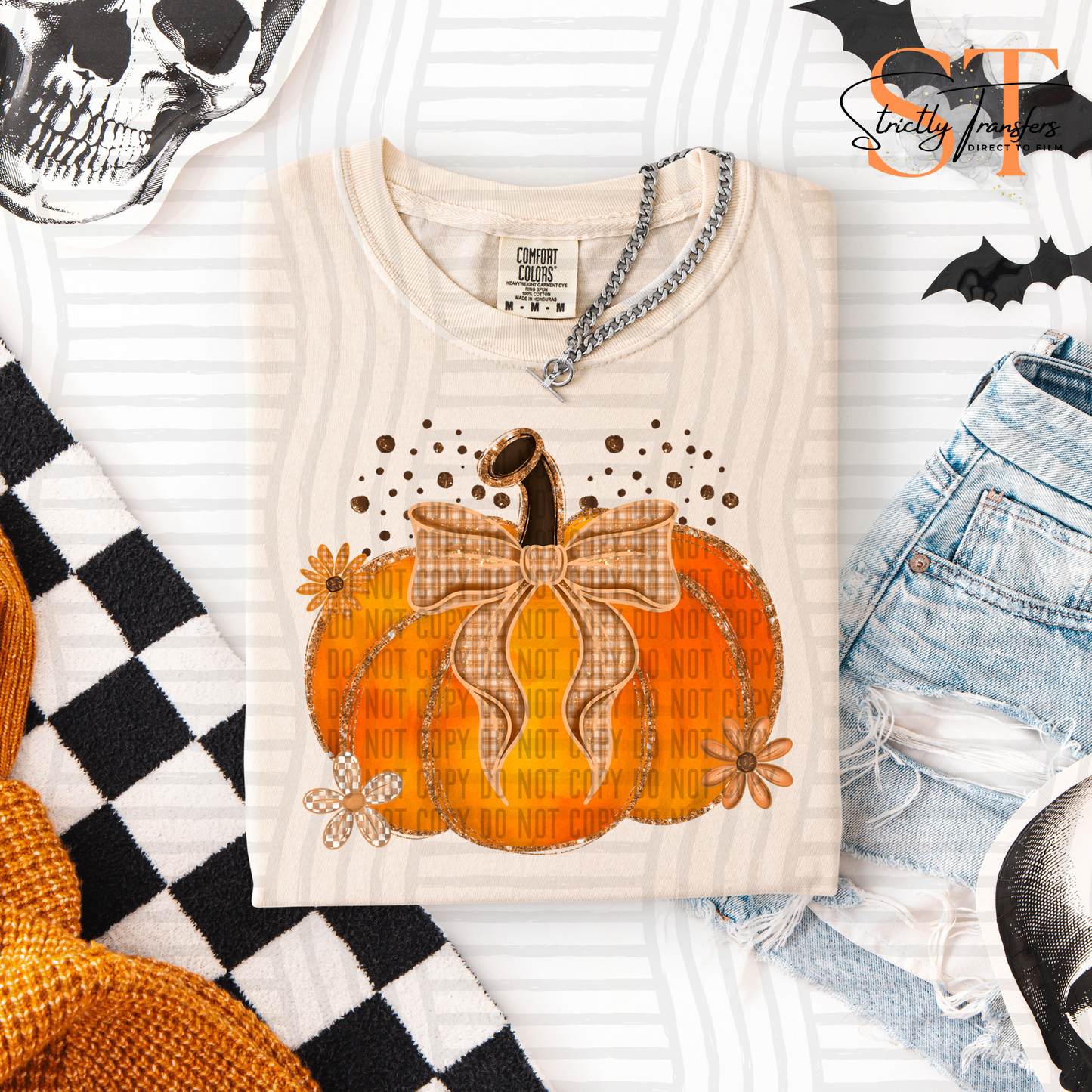 Pumpkin with Bow - 5 options - Direct to Film Transfers