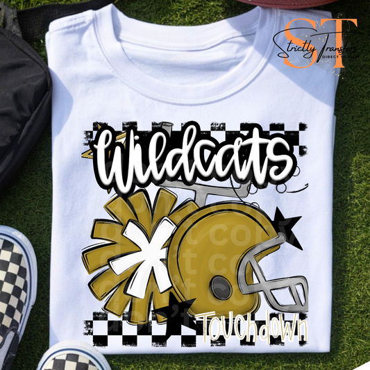 Wildcats Helmet Pom Direct to Film Transfers
