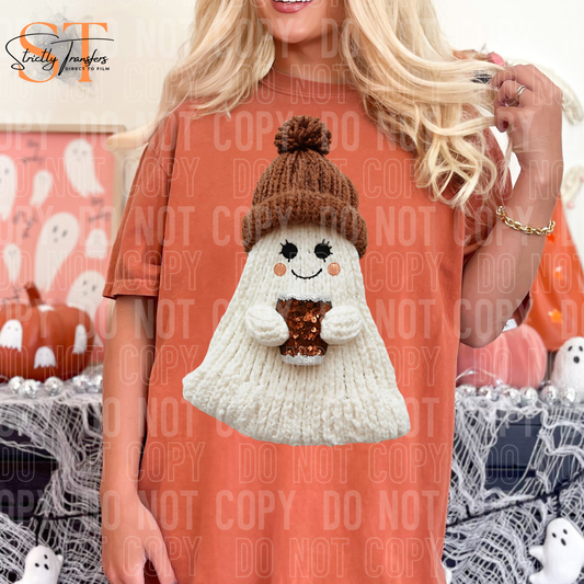 Brown Hat Ghost Faux Yarn Direct to Film Transfers