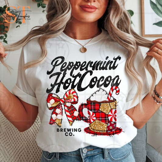 Peppermint Hot Cocoa Brewing Co. Direct to Film Transfers