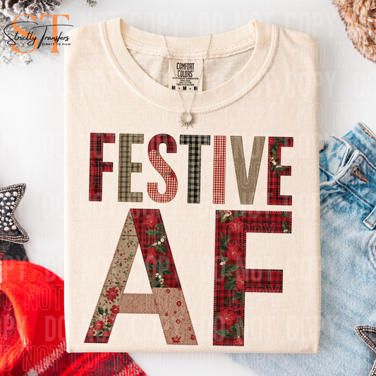 Festive AF Quilted Letters Direct to Film Transfers
