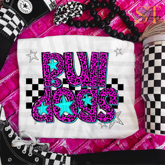 Bulldogs Pink Leopard Neon Direct to Film Transfers
