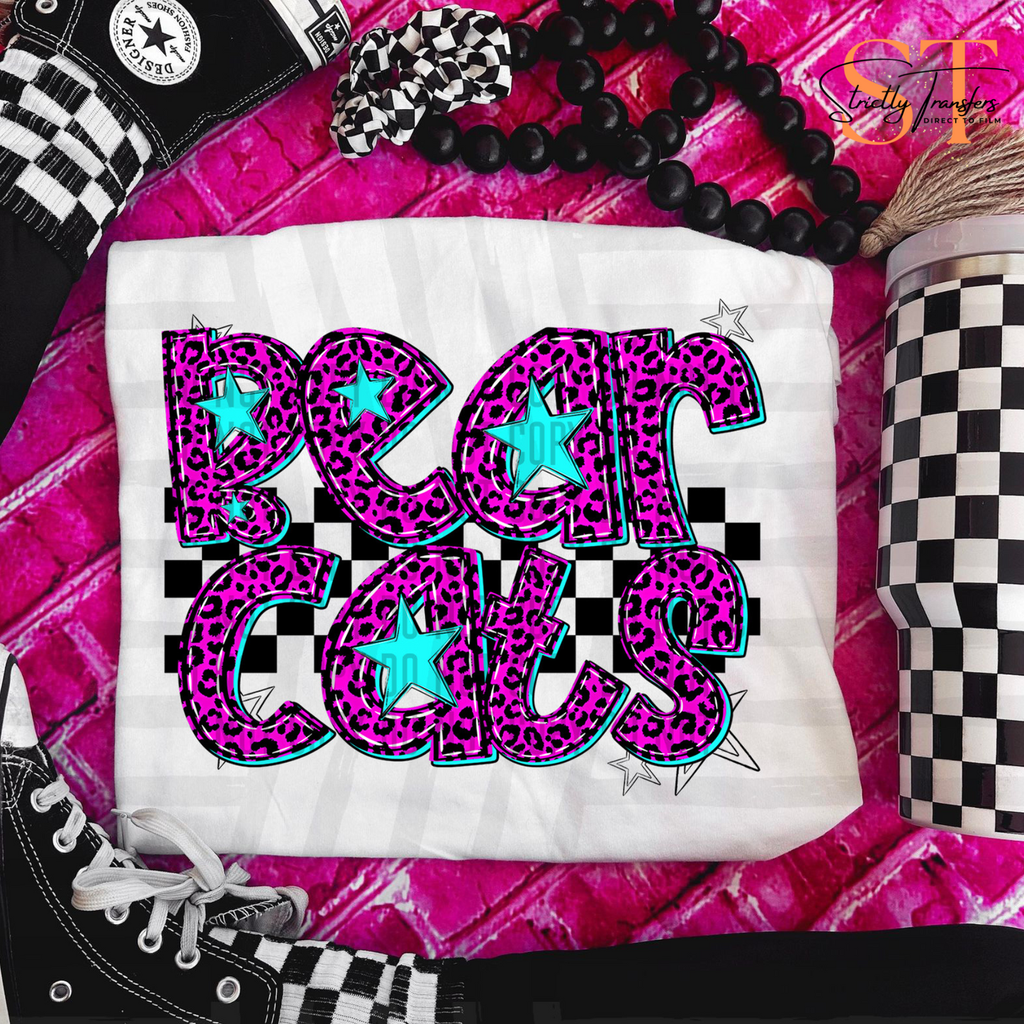 Bearcats Pink Leopard Neon Direct to Film Transfers