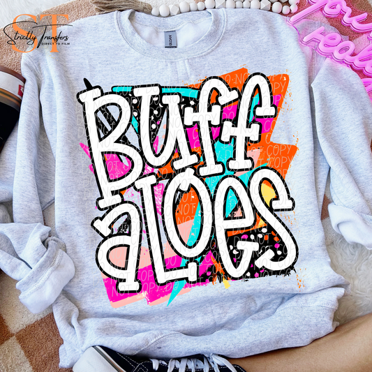 Bright Retro Buffaloes Direct to Film Transfers