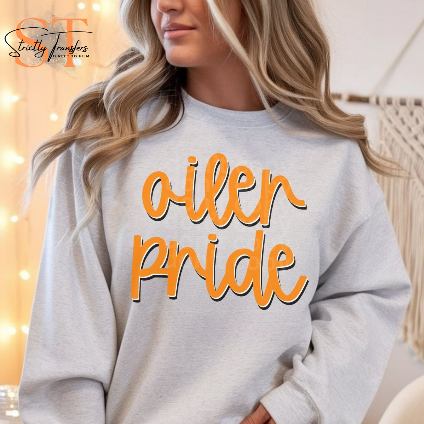 Oiler Pride Script Direct to Film Transfers