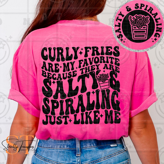 Curly Fries are My Favorite - Pocket detail included Direct to Film Transfers