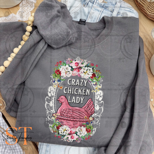 Crazy Chicken Lady Direct to Film Transfers