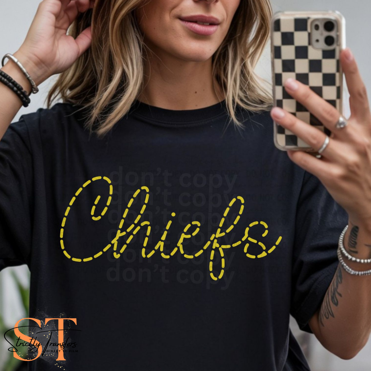 Chiefs Faux Stitched Direct to Film Transfers