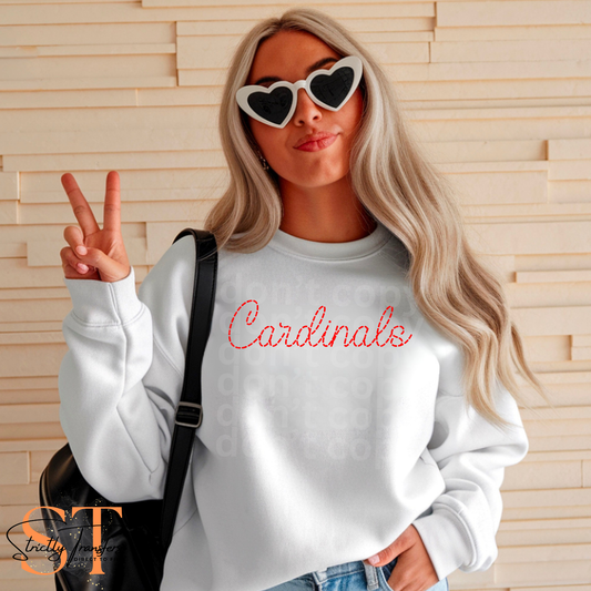 Cardinals Faux Stitched Direct to Film Transfers