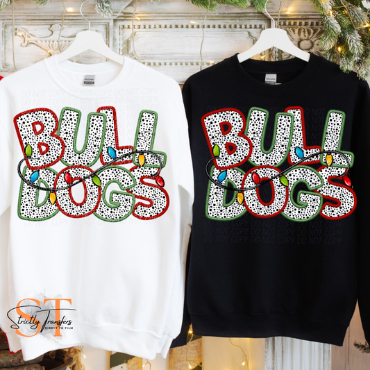 Bulldogs Christmas Lights Direct to Film Transfers