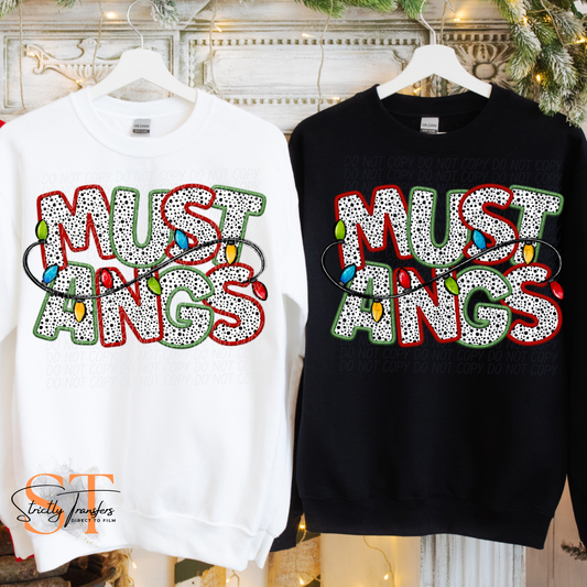 Mustangs Christmas Lights Direct to Film Transfers