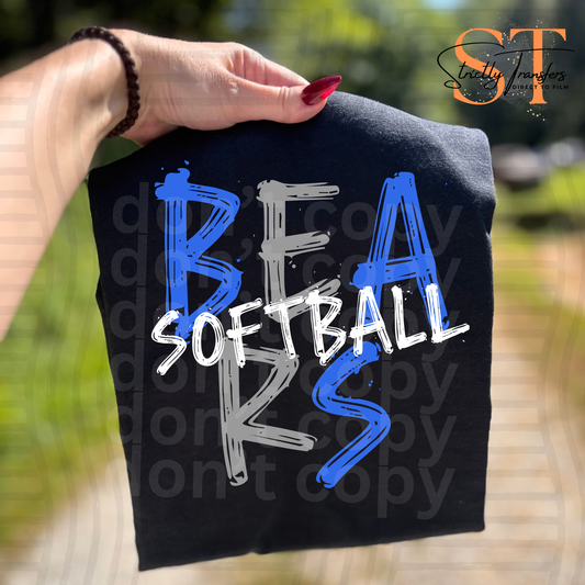 Bears Softball Sketch Direct to Film Transfers