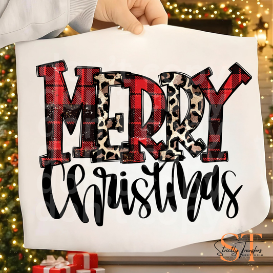 Merry Christmas Plaid & Leopard Direct to Film Transfers