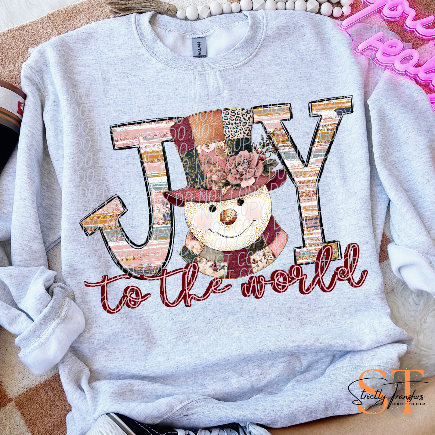 Joy to the World Snowman - 3 Options Direct to Film Transfers