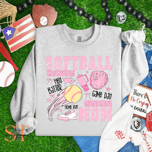 Pink Softball Mom Direct to Film Transfers