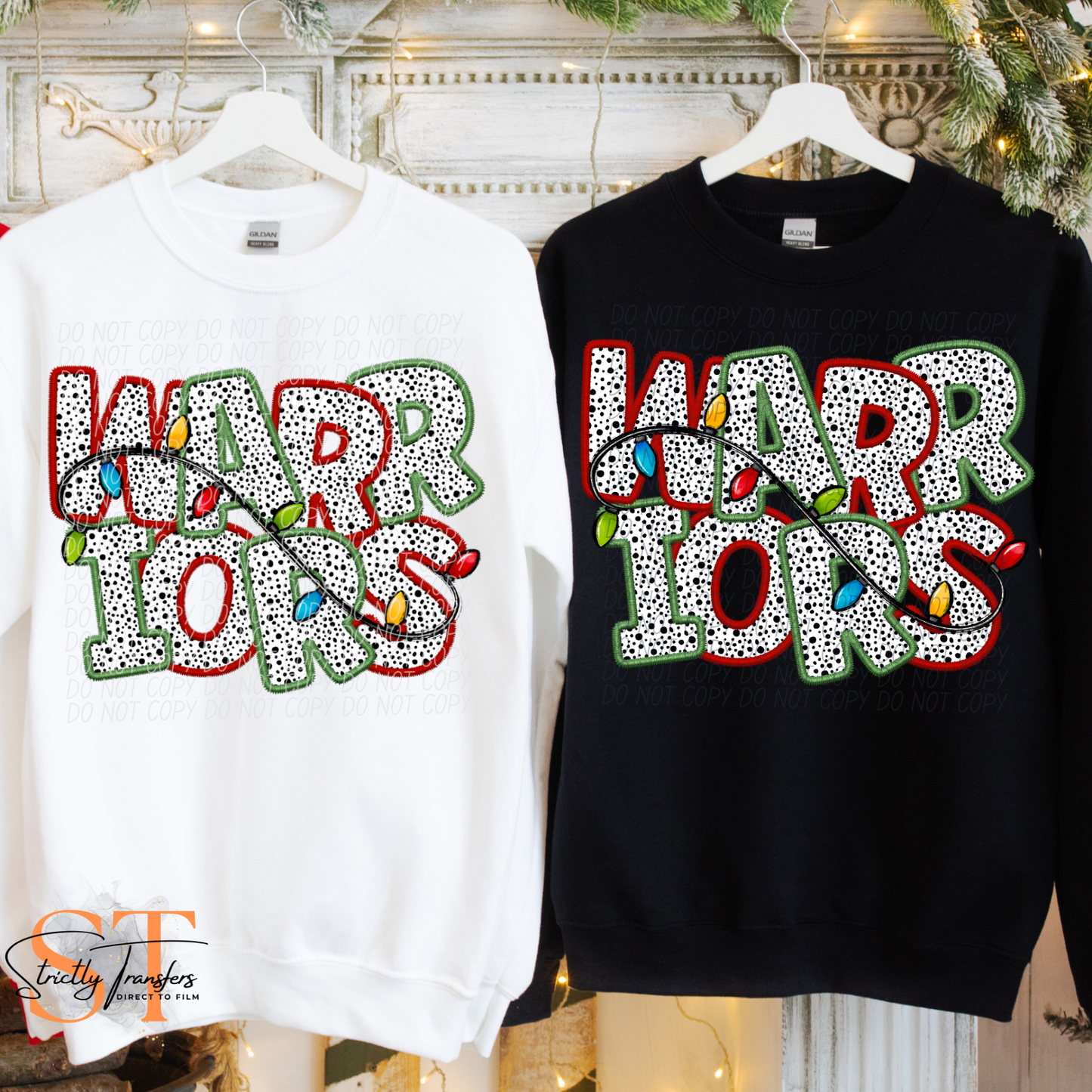 Warriors Christmas Lights Direct to Film Transfers