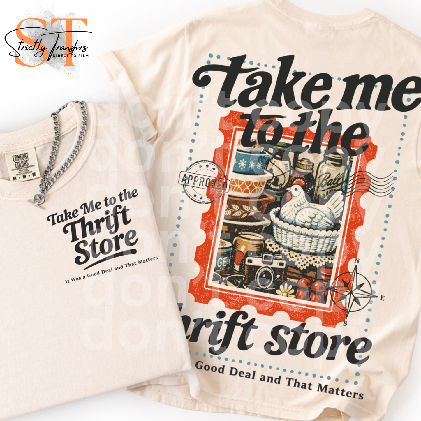 Take me to the Thrift Store - pocket design included Direct to Film Transfers