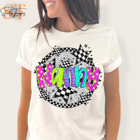 Neon Checker Nanny Direct to Film Transfers
