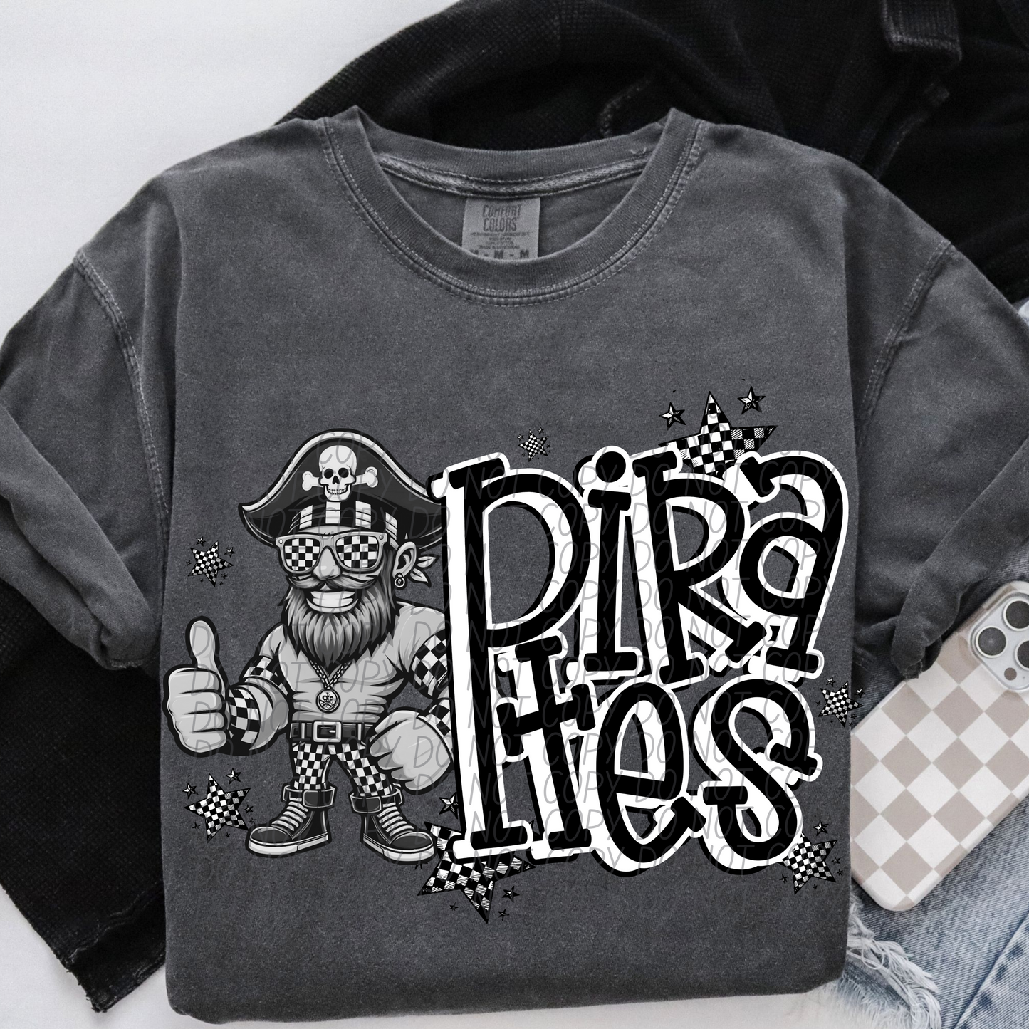 Pirates B&W Character Direct to Film Transfers