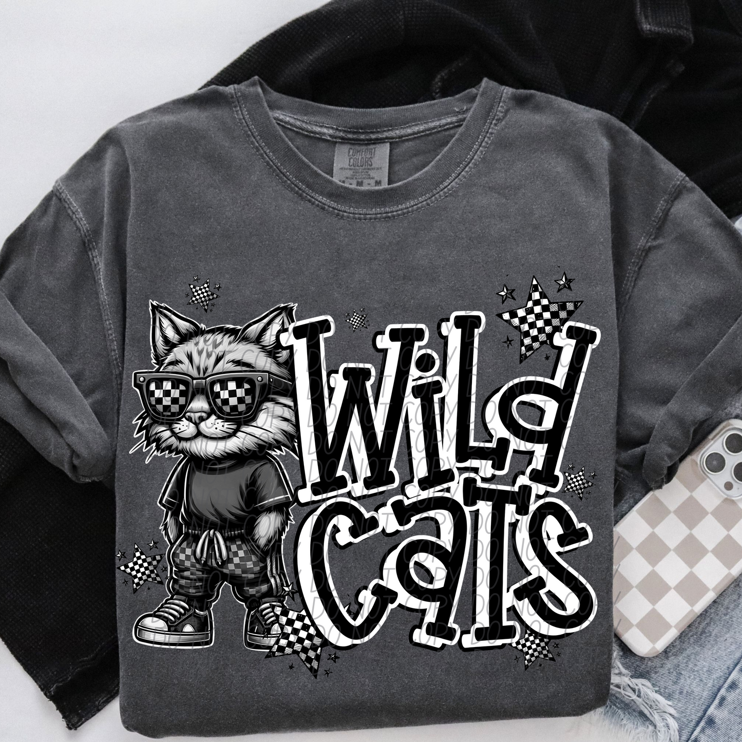 Wildcats B&W Character Direct to Film Transfers