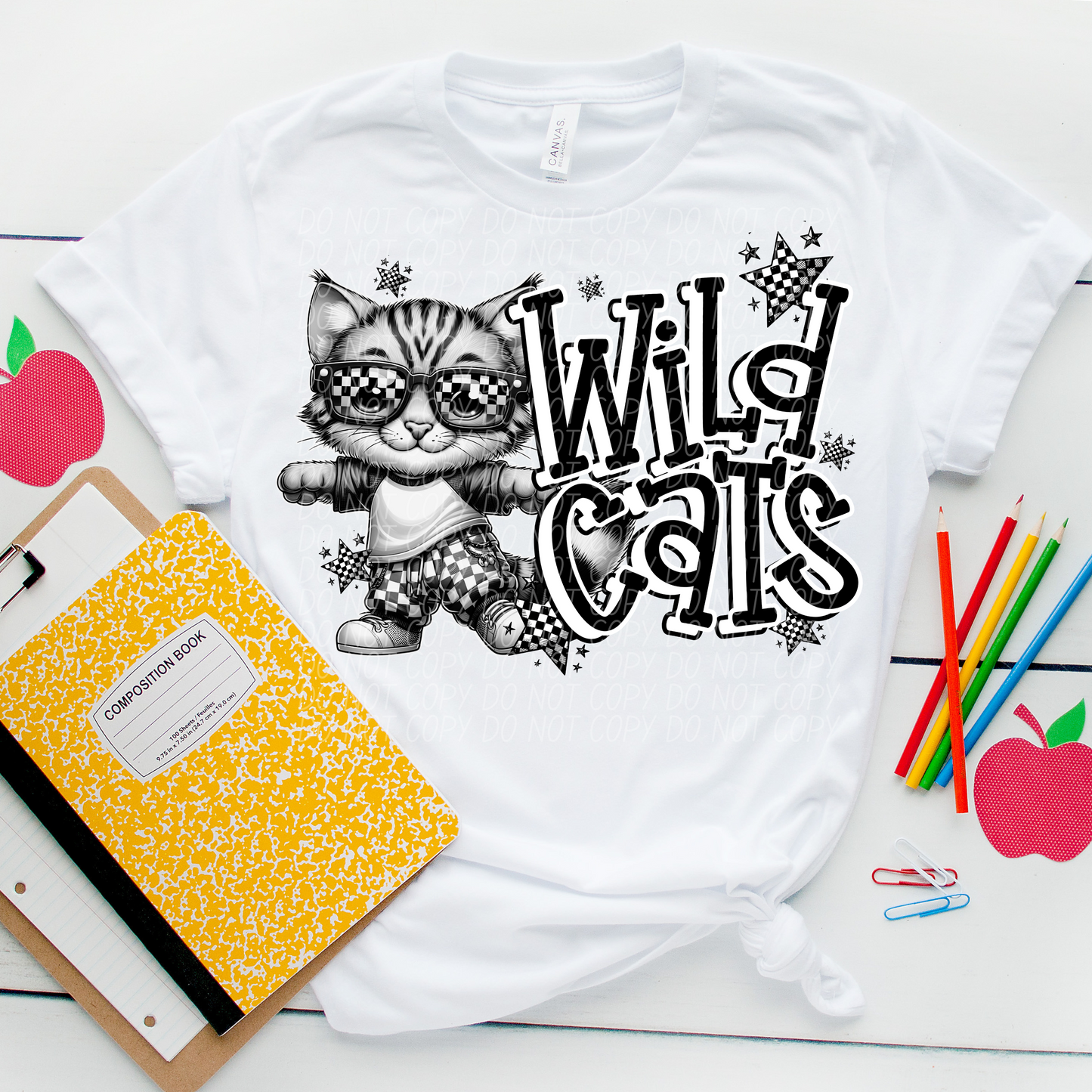 Wildcats B&W Character Direct to Film Transfers