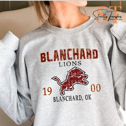 Blanchard Lions Weathered Direct to Film Transfers