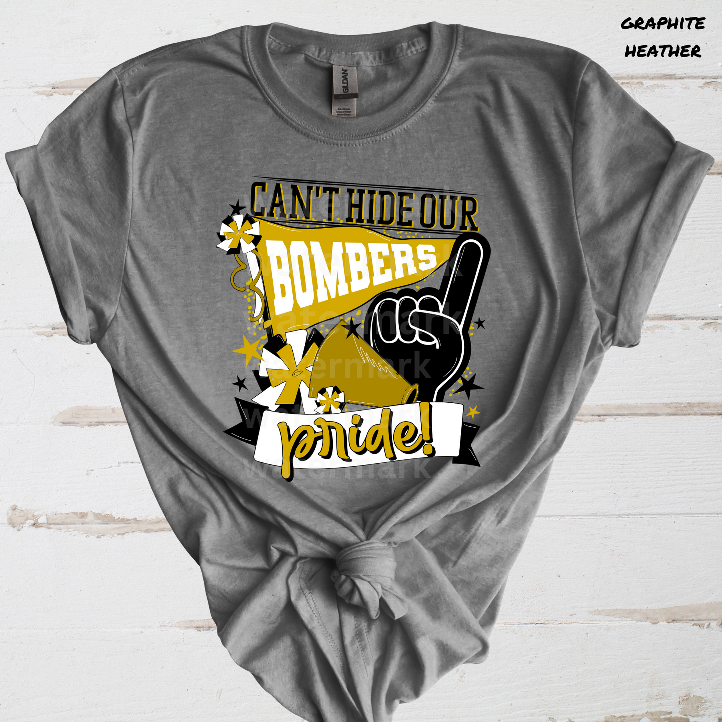 Can't Hide Our Bombers Pride Gold & Black Direct To Film Transfer