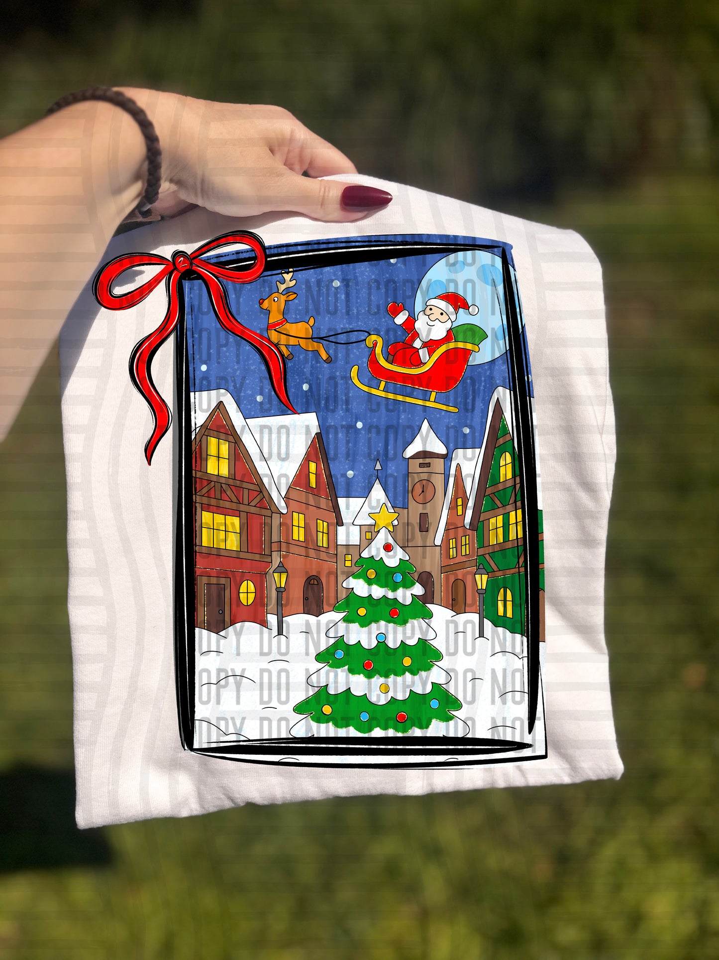 Hand drawn Christmas Town - 2 options Direct to Film Transfers