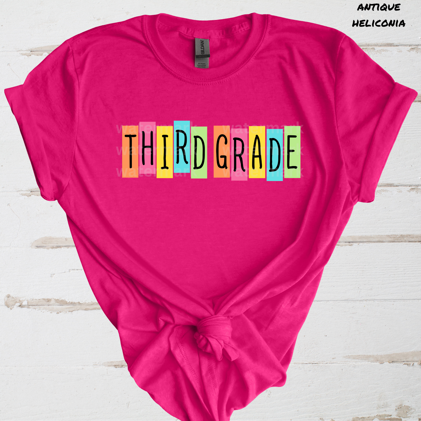 Bright Retro Back to School Grades Pre-K - Fifth  *Custom Name* Direct to Film Transfer