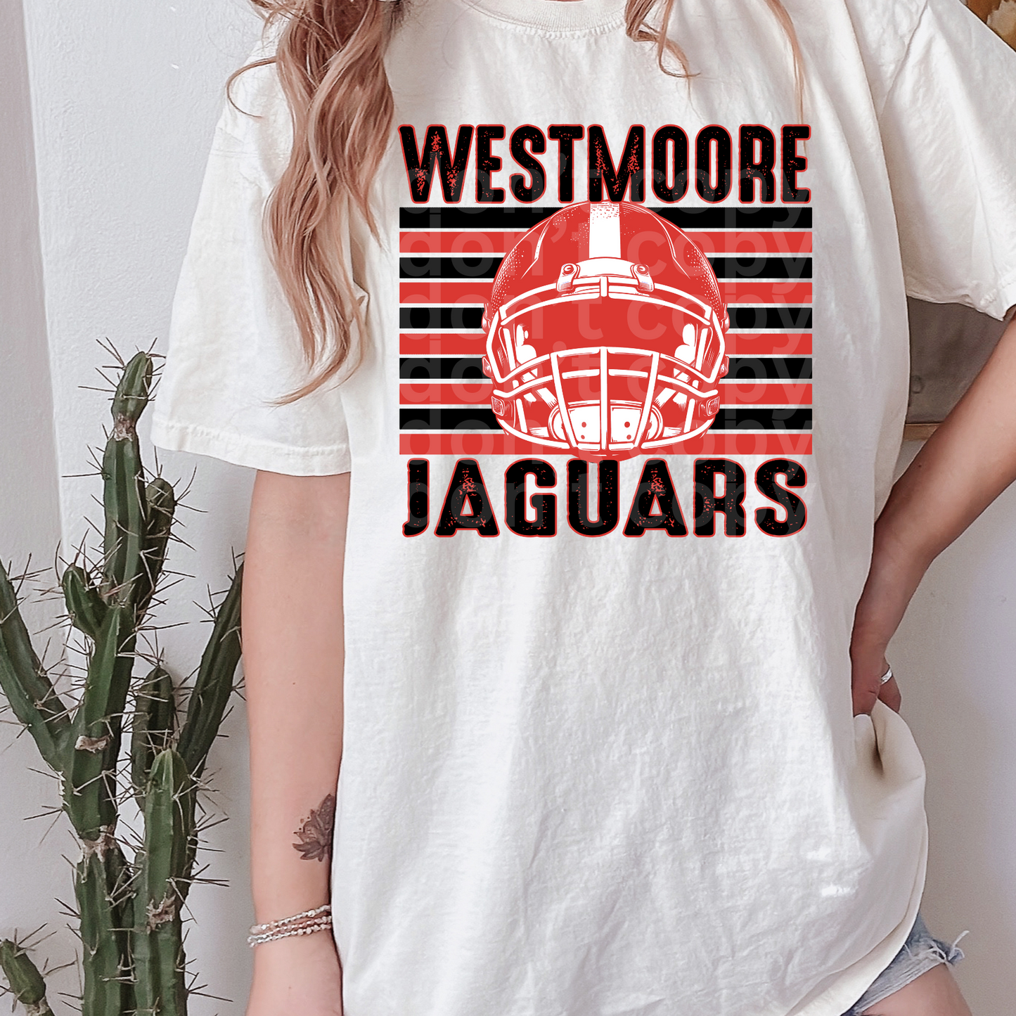 West Moore Jaguars Retro Football Helmet Direct to Film Transfer