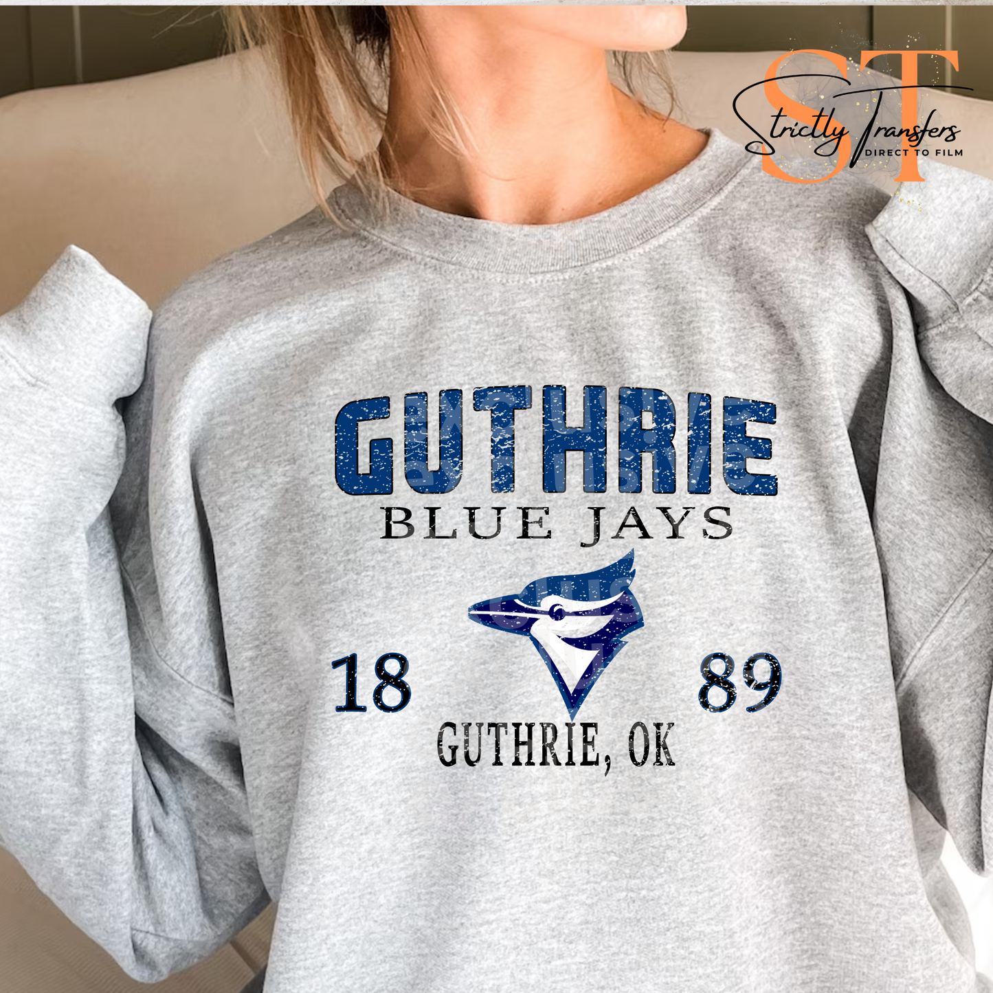 Guthrie Blue Jays Weathered Direct to Film Transfers