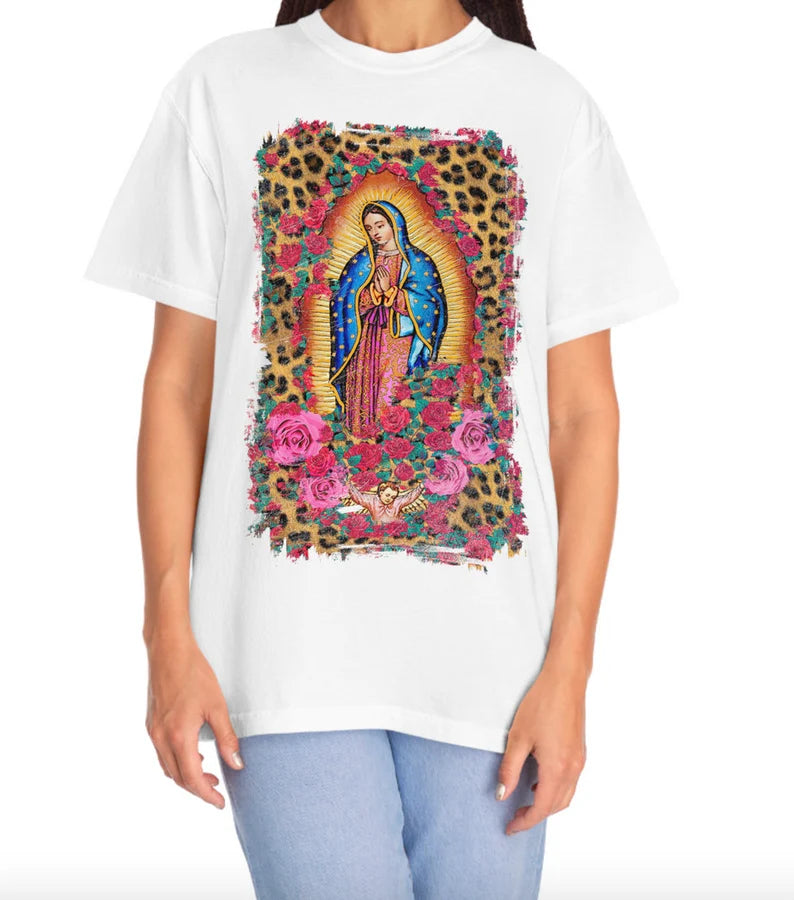 Our Lady of Guadalupe Leopard Roses Direct to Film Transfer