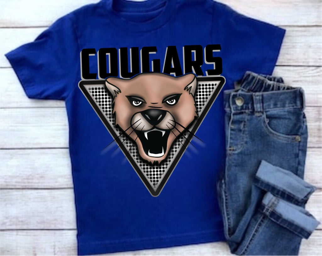 Cougars Triangle Mascots Direct to Film Transfer